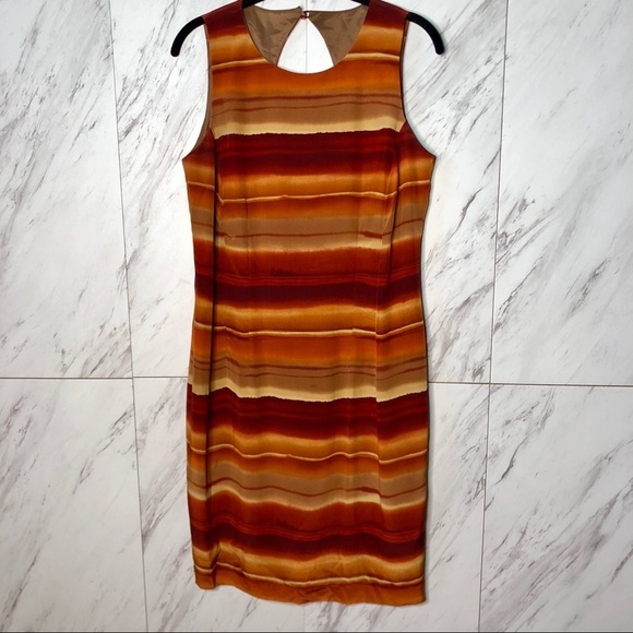 3/$60 Maggy London Silk Stripe Sleeveless Shift Dress SZ 8 - Picture 1 of 4